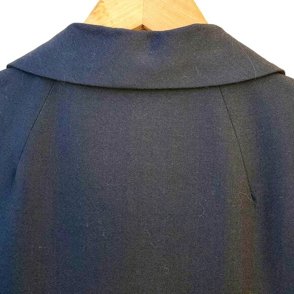 60s Black Dress Linen Wrap Soutache Ribbon Frog Buttons Union Label Size 8 - Picture 11 of 14